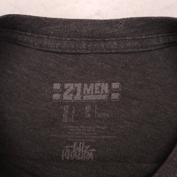 21 Men Wiz Khalifa Rap Graphic Crew Neck Short Sleeve T-Shirt Mens Size L Gray - Picture 3 of 9